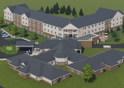 3D rendering of the Lodges at Evenglow Aerial View